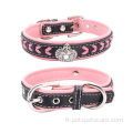 Fashion Rhinestone Crown Rivet Designers Collar en cuir pour chien